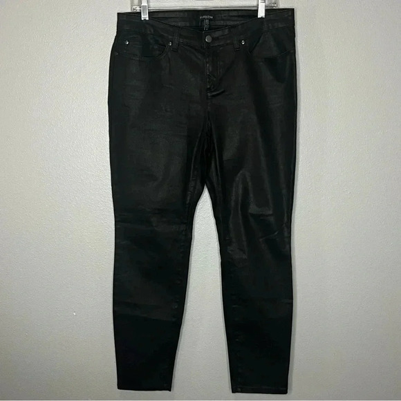 Eileen Fisher Pants - Eileen Fisher Straight Slim Fit Jeans Women 14P Black Shimmer 5 Pocket Casual
